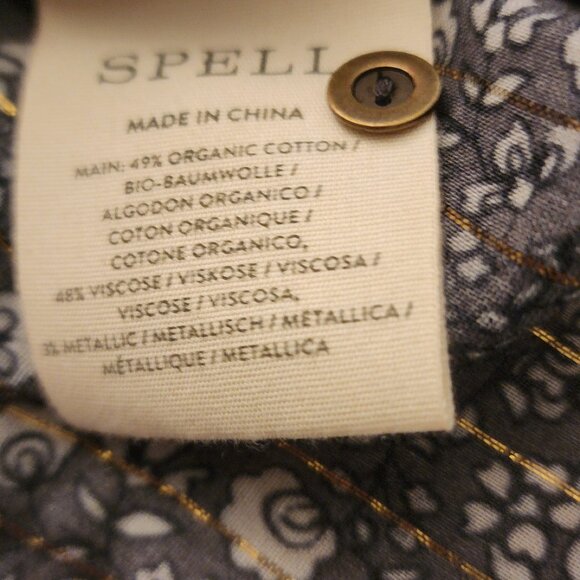 Spell Little Bird Flutter Sleeve Blouse S-Black/Ivory EUC - Picture 2 of 6